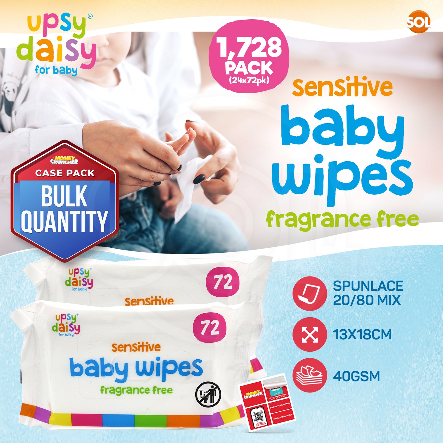 Baby Wipes Case | Sensitive Wet Wipes Bulk Multipack | 1728 Wipes