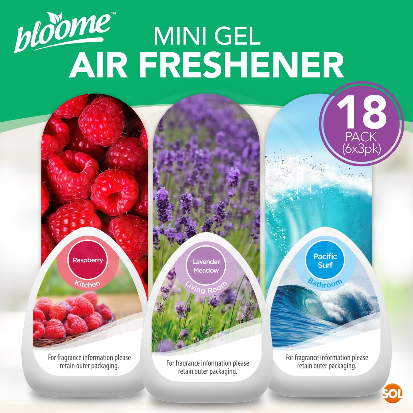 18pk Mini Gel Air Fresheners For Home | Multipack Bathroom Air Freshener