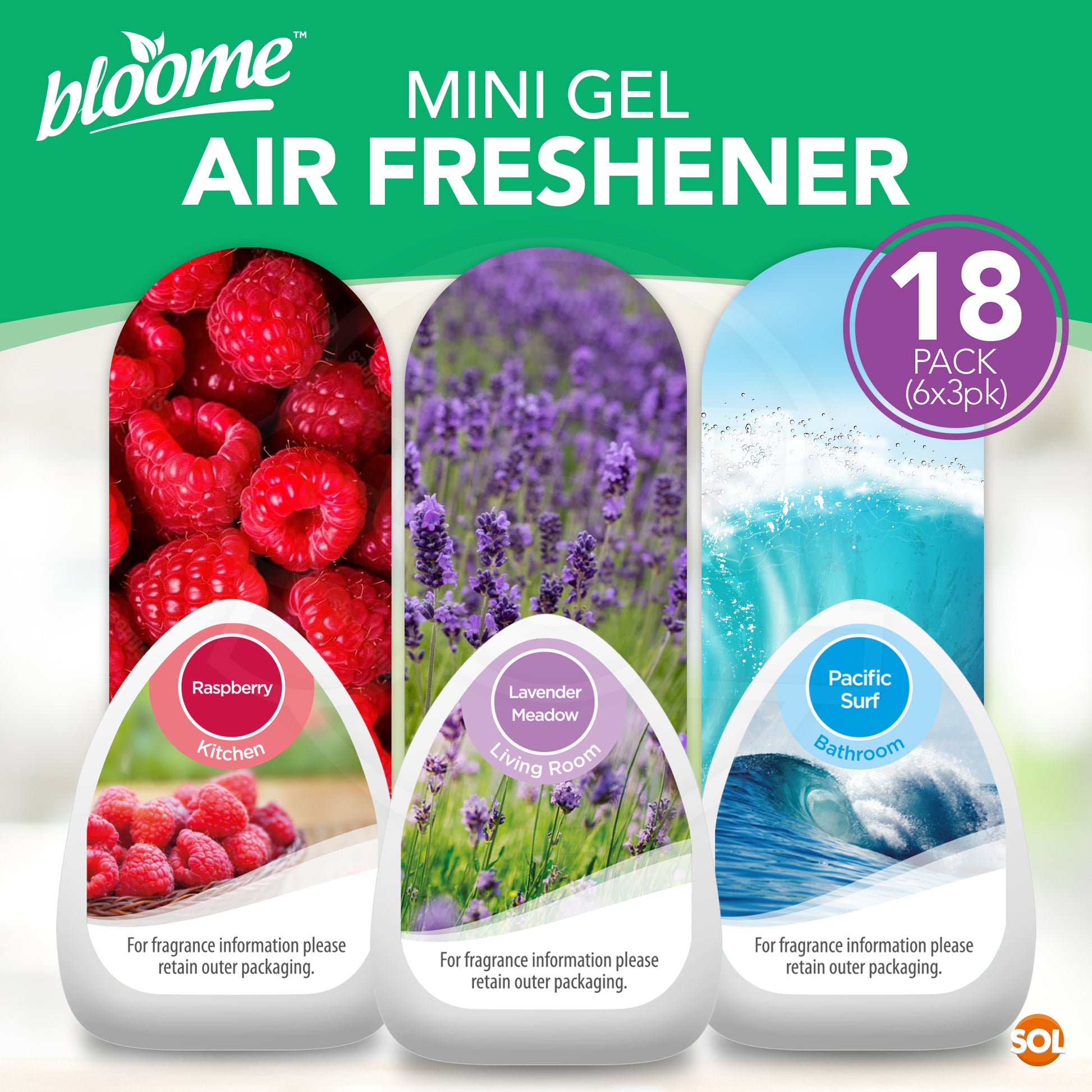18pk Mini Gel Air Fresheners For Home | Multipack Bathroom Air Freshener