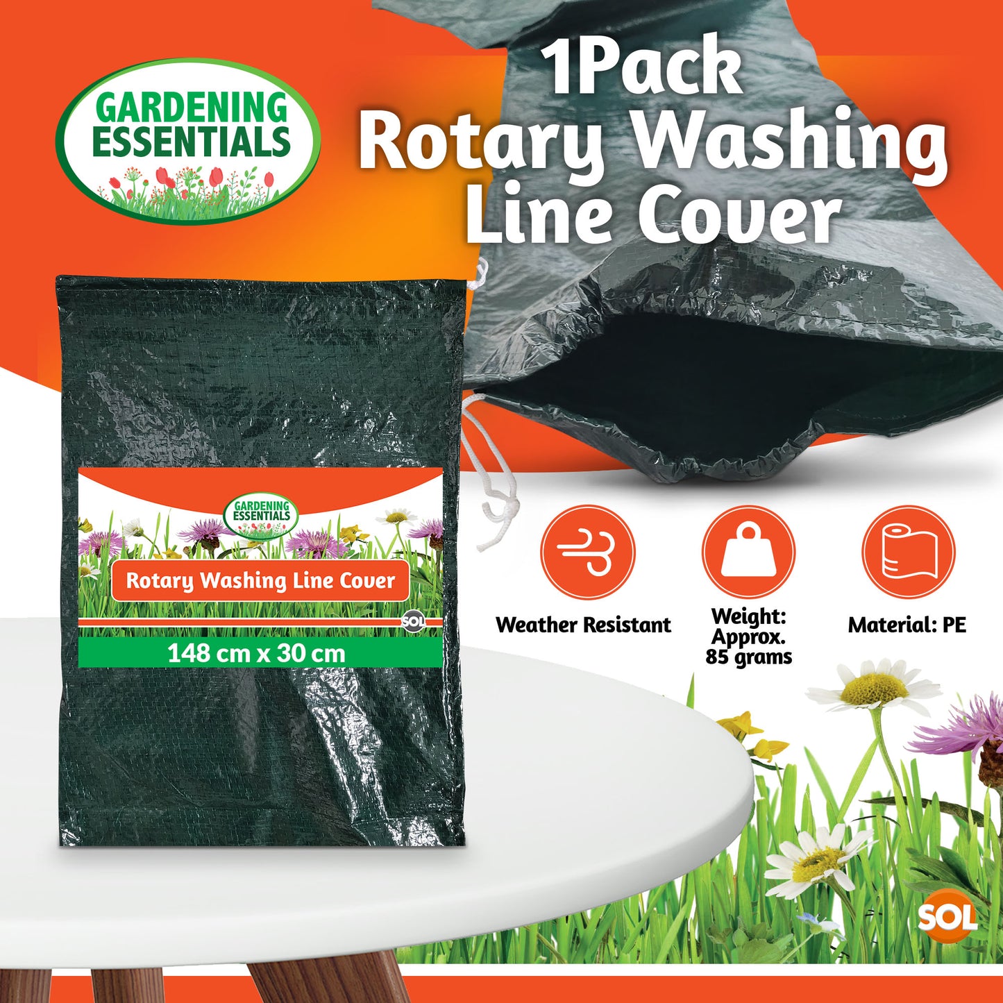 Rotary Washing Line Cover | Heavy Duty Waterproof Garden Parasol | Clothes Airer