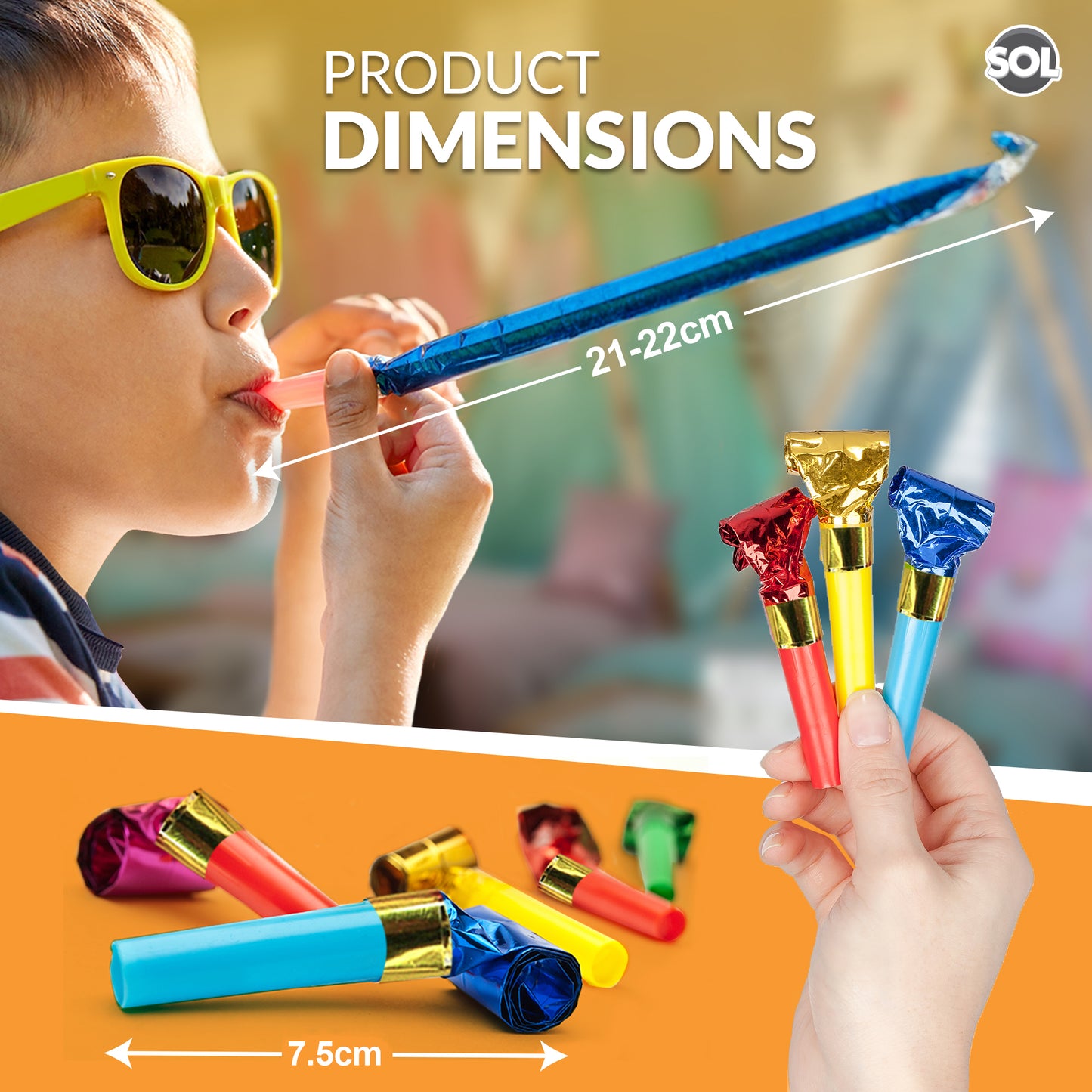 Party Blowers Kids Birthday Loot Bag Filler Horn Blowouts Noise Whistles Toy | 40 Pack