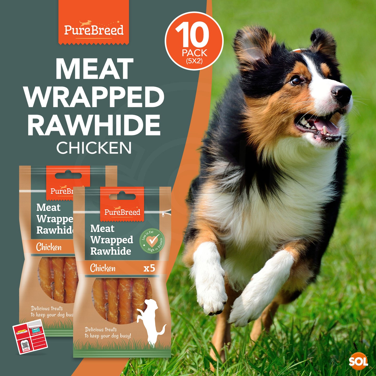 Dog Chews Rawhide Chicken Snack| Healthy Treats | 10 Pack