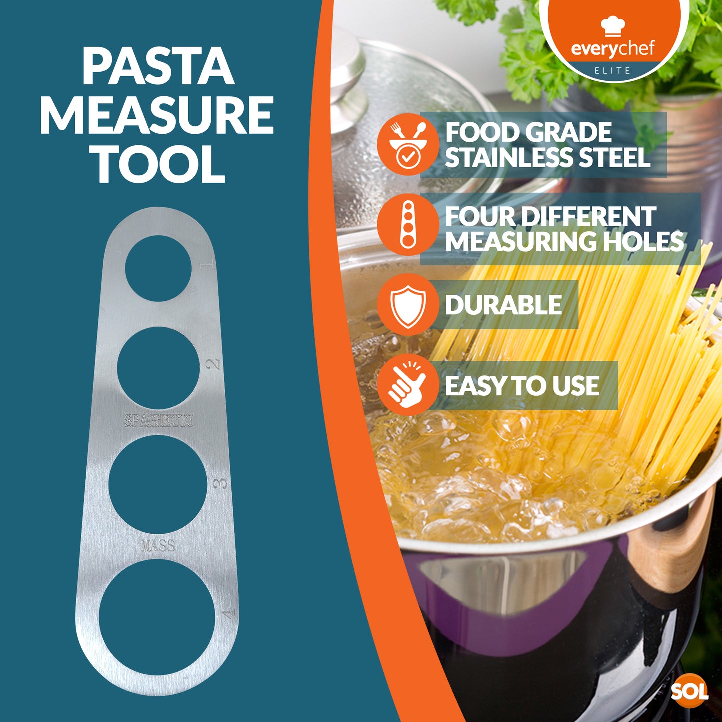Spaghetti Pasta Measure Tool Stainless Steel | 1Ð4 Portion Guide