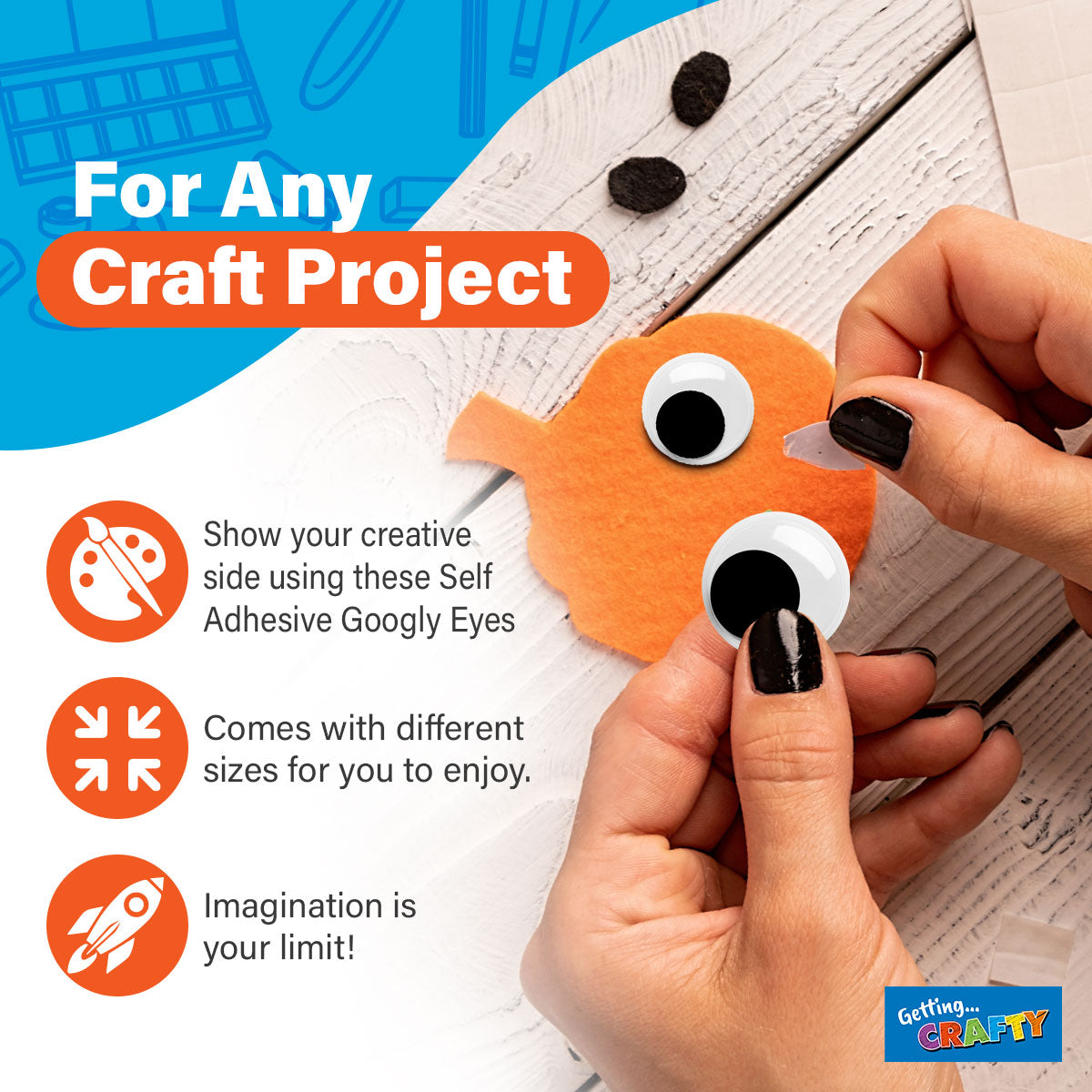 Self Adhesive Googly Eyes | Craft Wobbly Stick Ons | 200 Pack