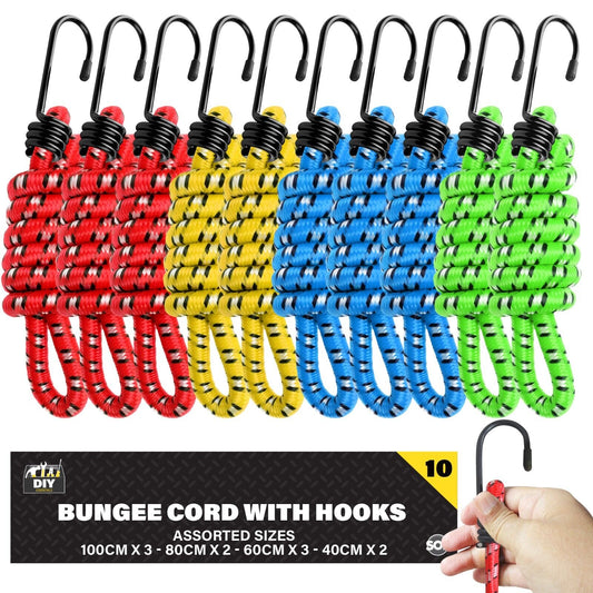10-40 Heavy Duty Long Bungee Cords 40cm-1M Elastic Luggage Straps with Hooks Car