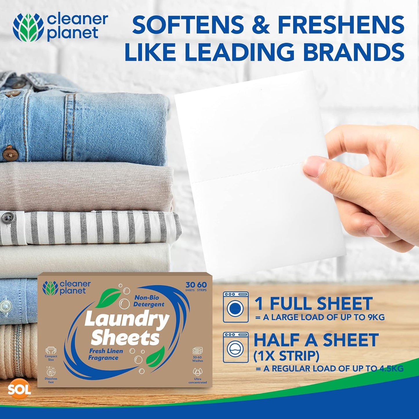 30-60 Laundry Sheets Eco Detergent Clothes Fabric Washing Machine Non Bio Travel