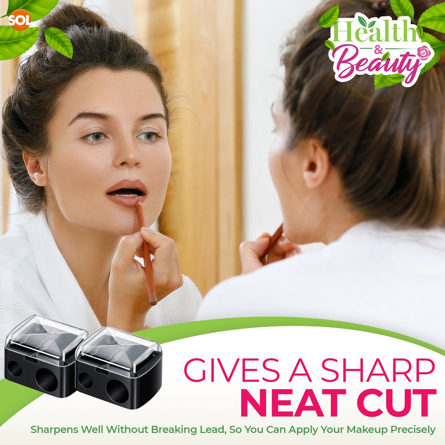 Make Up Pencil Sharpener Duo | Slim & Jumbo Cosmetic Fit | 2 Pack