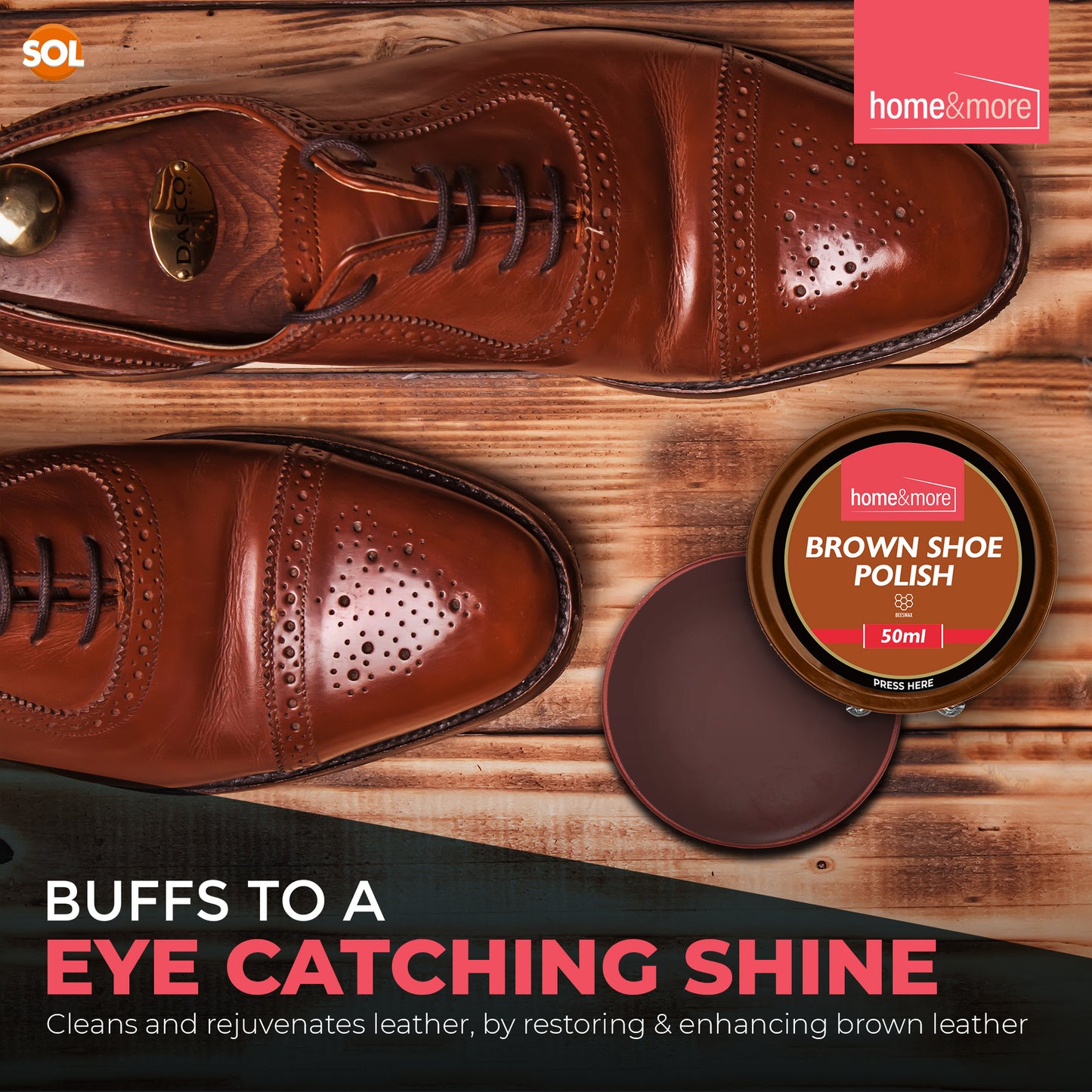 Wax Shoe Polish Brown 50ml Leather Boot Cleaner | 3 Pack