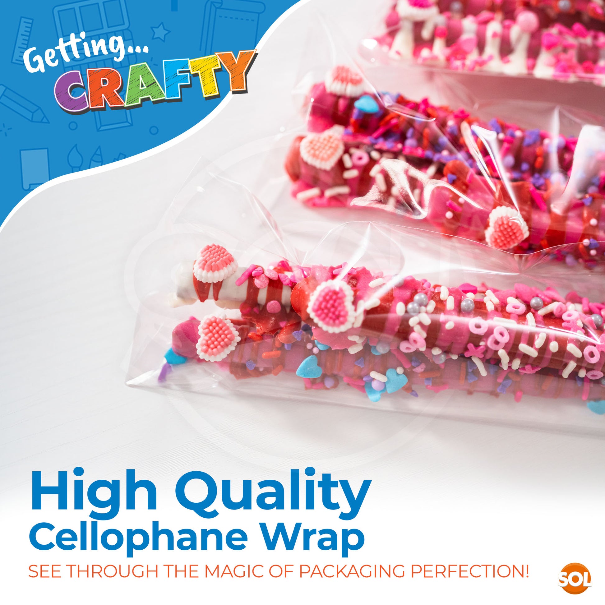 Bulk 300pk of 50x70cm Clear Cellophane Wrap for Hampers, Flower Cellophane Wrap Clear Wrapping Paper for Hamper Wrapping Cellophane Clear Wrap Hamper Clear Gift Wrap Plastic Wrap For Hampers (50x6pk)