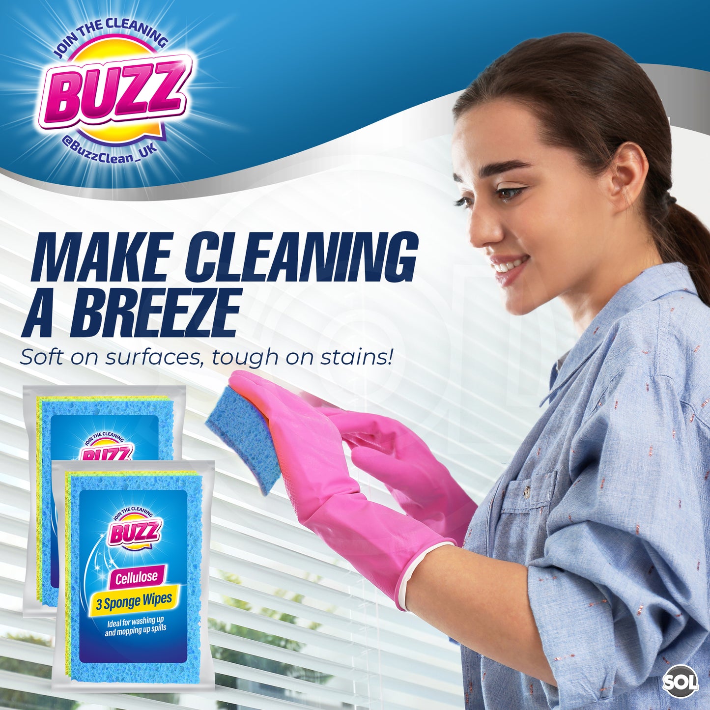 Cellulose Kitchen Sponges | Absorbent Cleaning Pads | 6 Pack