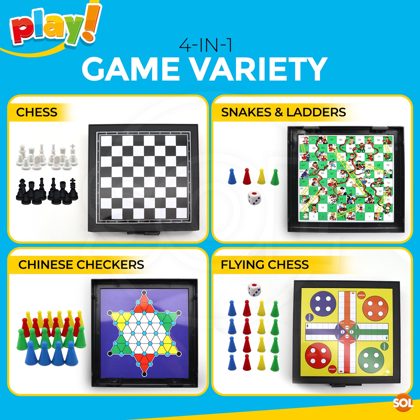 Magnetic Travel Games 4 in 1 Mini Pocket Board Set Adults & Kids