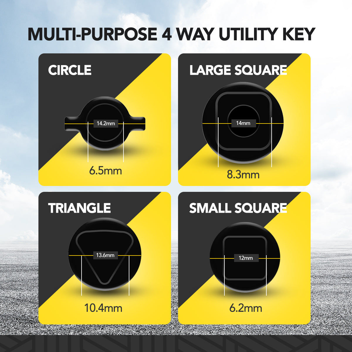 4-Way Utility Key | Multifunctional Meter & Cabinet | Anti-Rust Steel