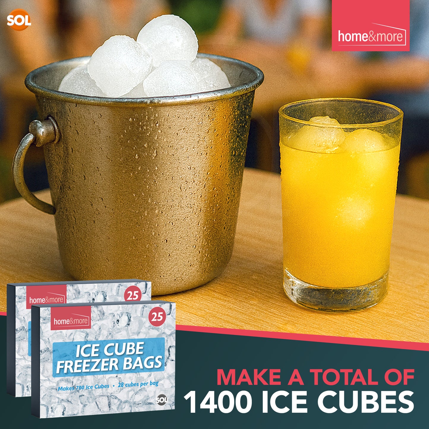 Ice Cube Freezer Bags | Makes 1,400 Cubes for BBQ, Drinks | 50 Pack