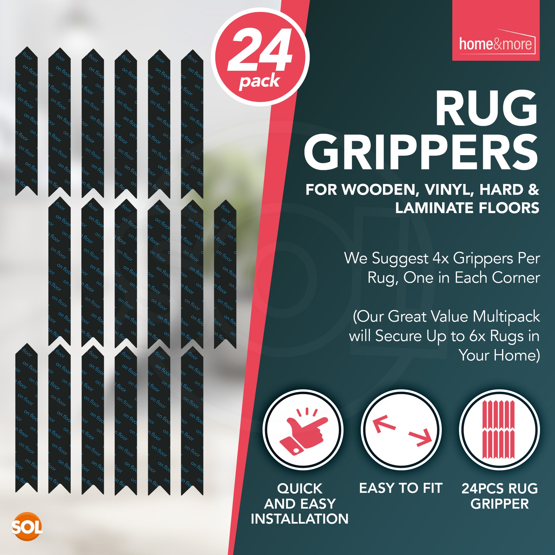 12-36 Rug Gripper Non Slip Grip Carpet Laminate Mat Stopper Floor Stickers Anti