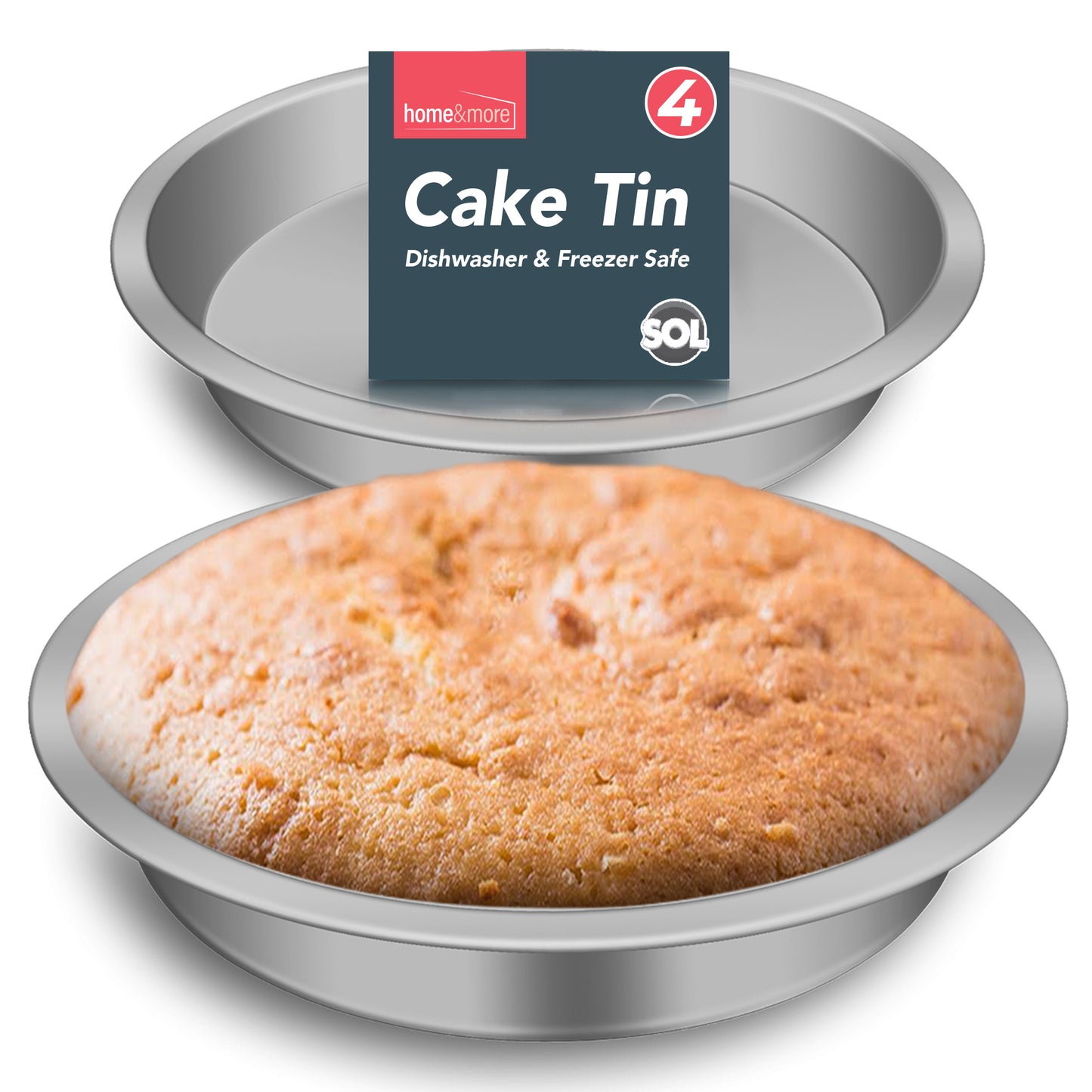4 Round 8 Inch Cake Tin 20cm | 3.5cm Deep Base Baking Pan Tray Victoria Sandwich