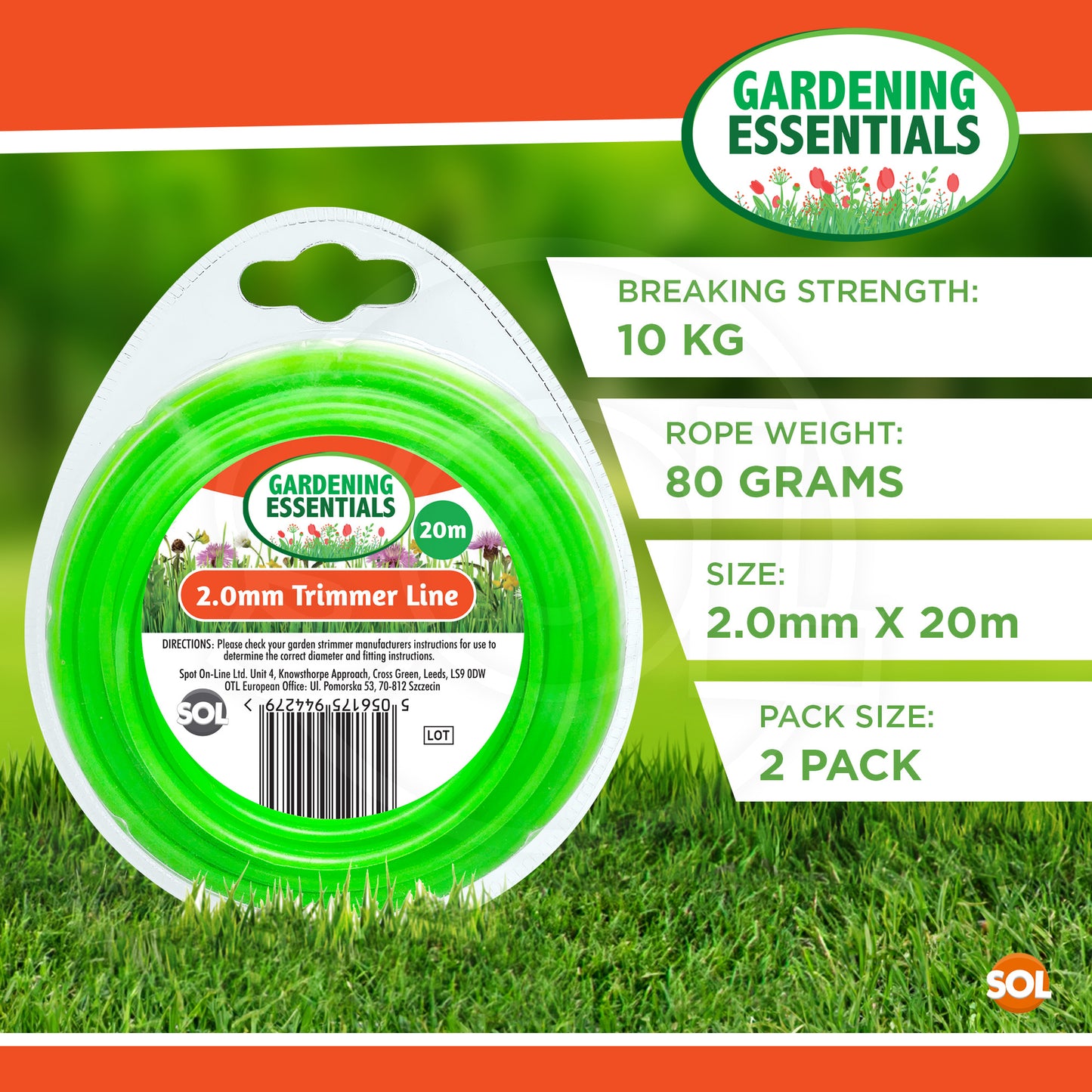 Garden Strimmer Trimmer Line Cord 20M | Nylon Wire | 2 Pack
