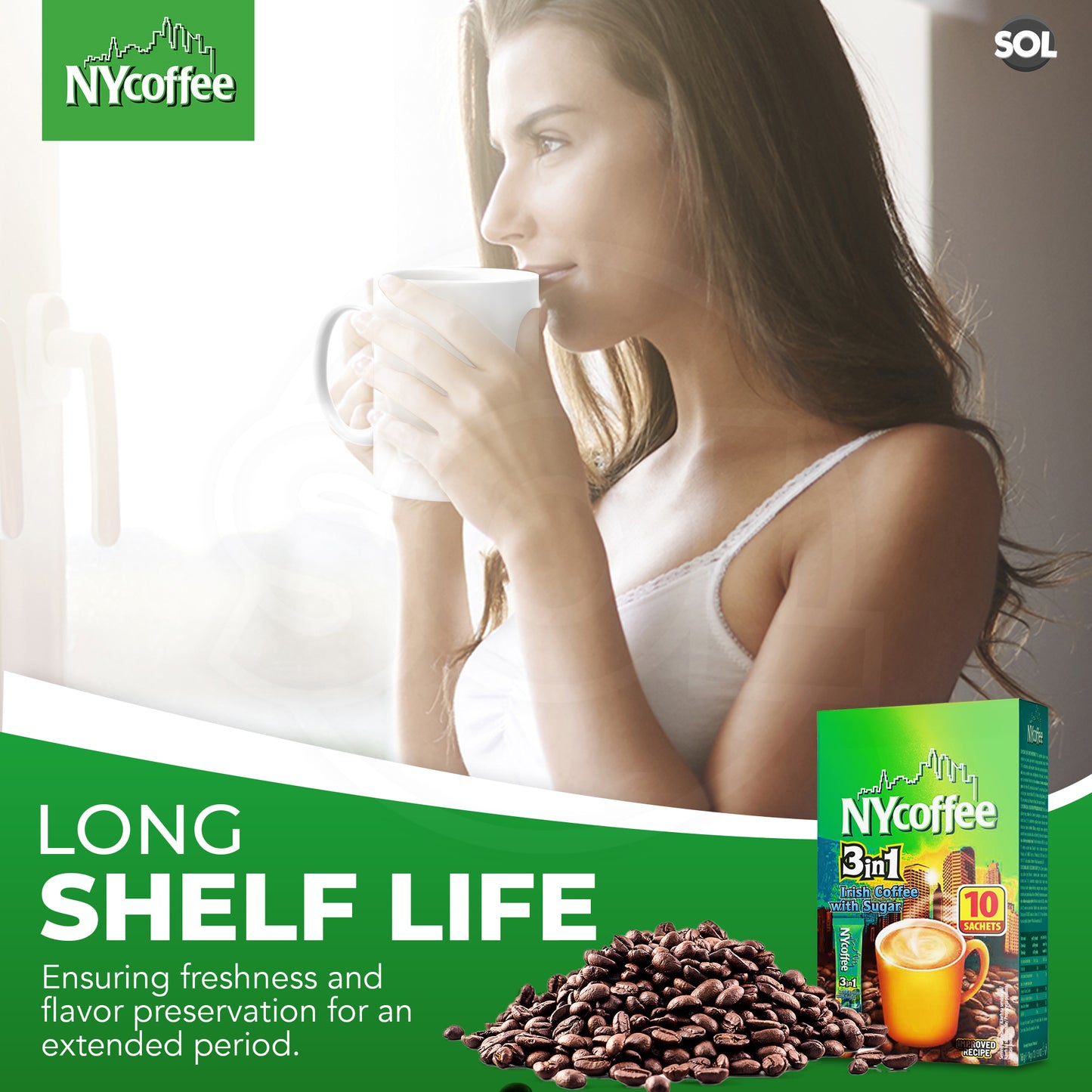 Instant Coffee Sachets 3 in 1 Irish | Bulk Pack 100
