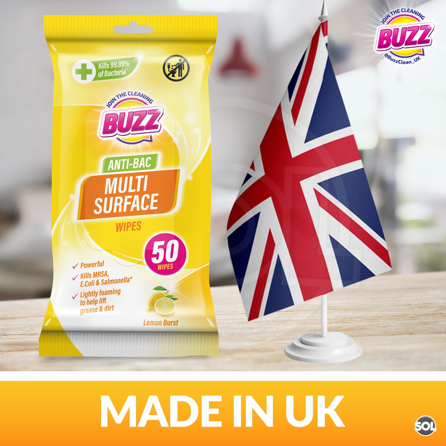 Antibac Surface Wipes Lemon Mandarin | 100 Wipes