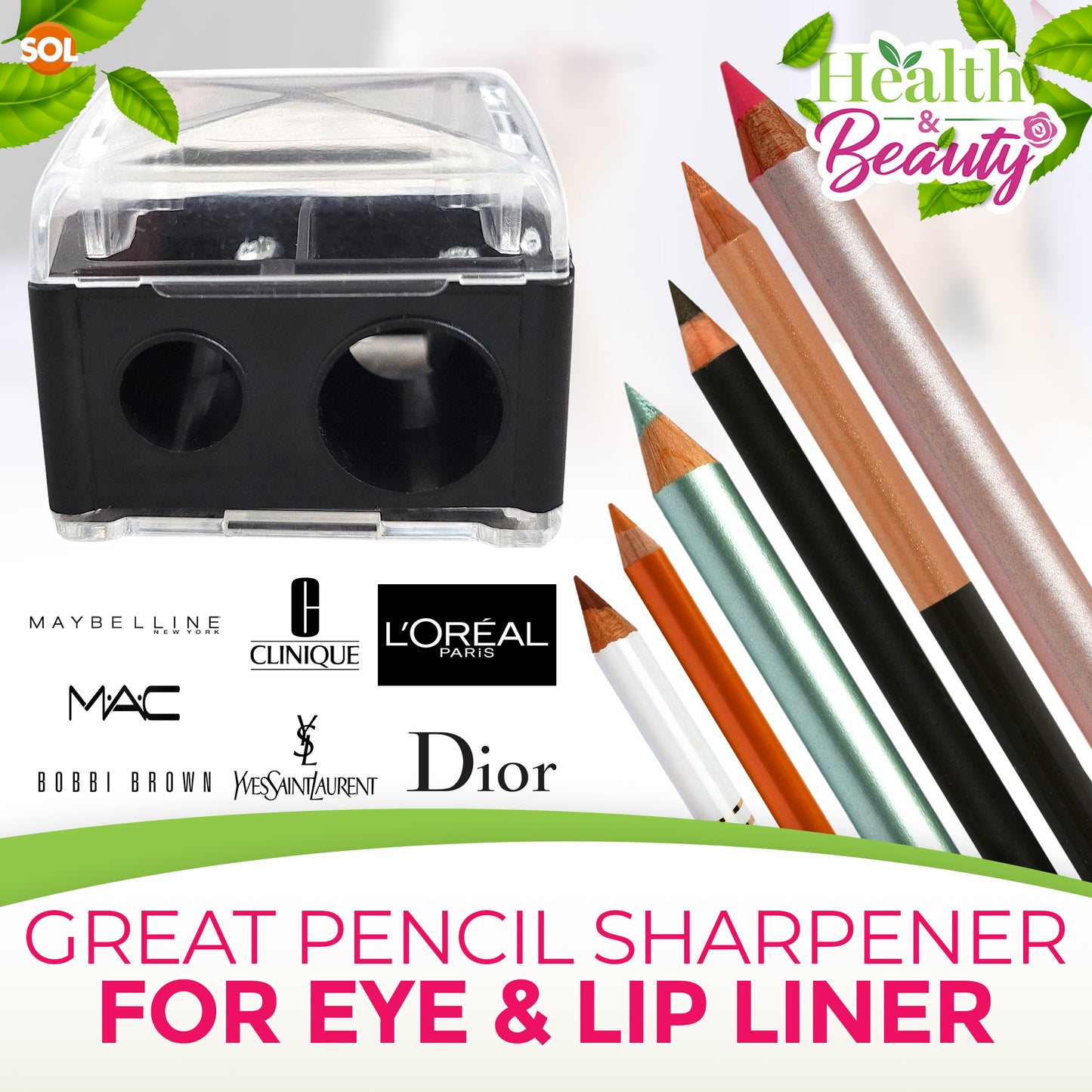 Make Up Pencil Sharpener Duo | Slim & Jumbo Cosmetic Fit | 2 Pack