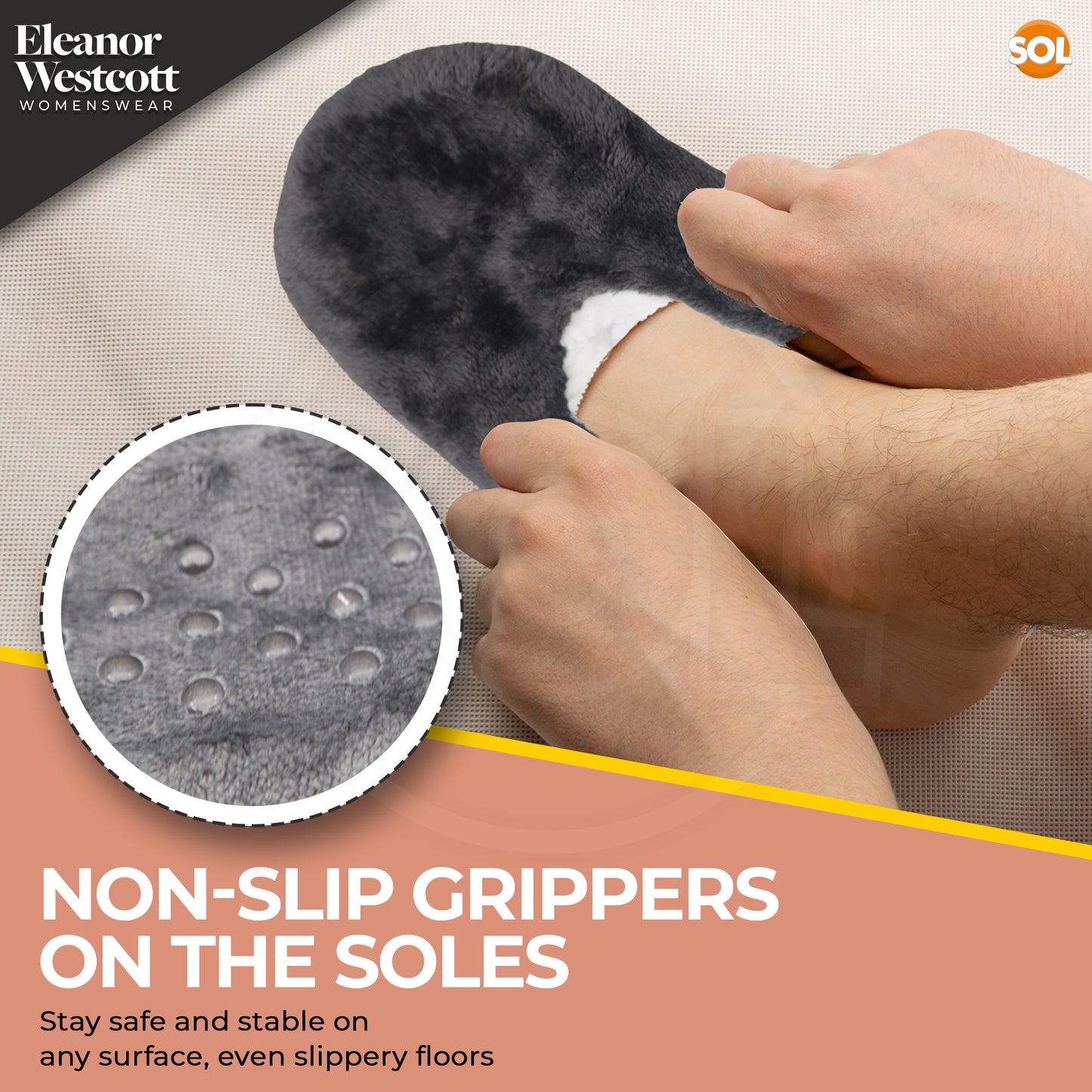 SOL Fluffy Women’s Slippers with Grippers - Super Soft Fleece Slippers for Women, 25cm - Warm and Cozy Petal Design, Soft Sole House Slippers for Comfort