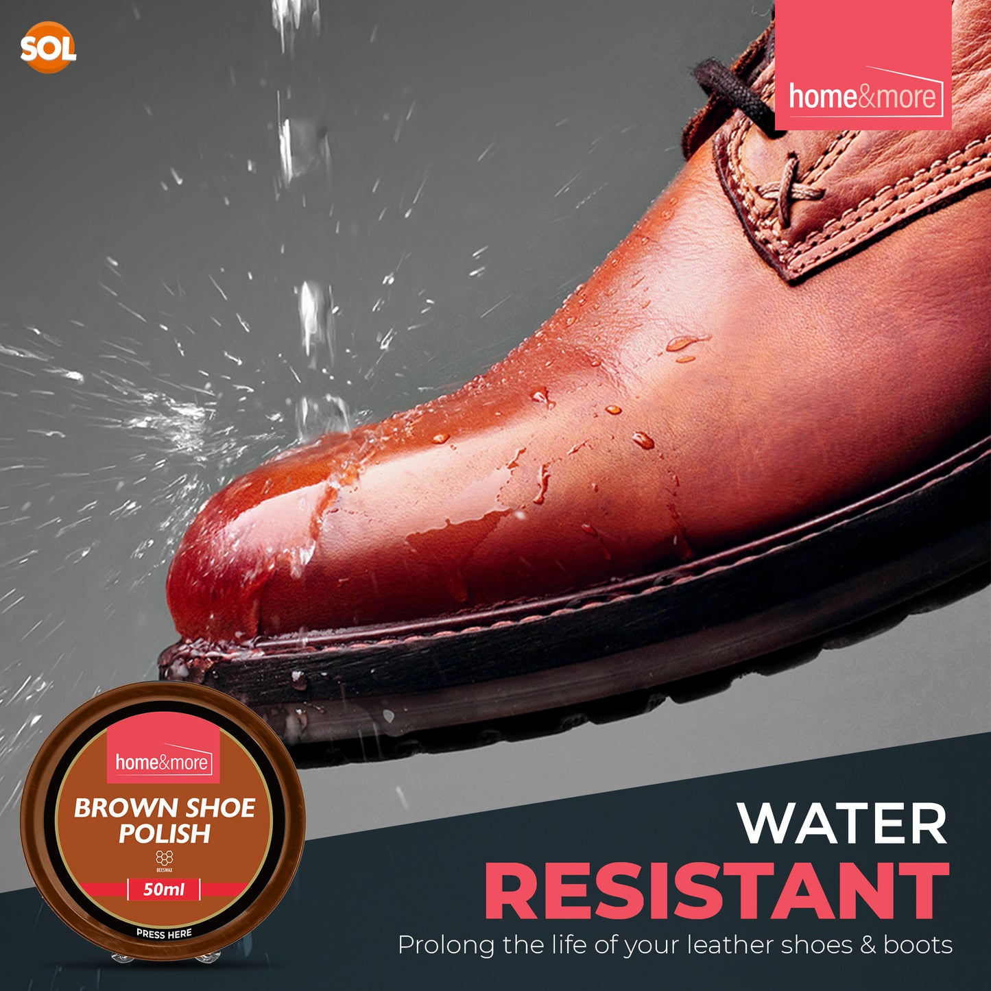 Wax Shoe Polish Brown 50ml Leather Boot Cleaner | 3 Pack