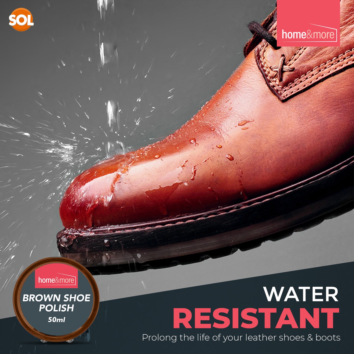 Wax Shoe Polish Brown 50ml | Leather Boot Cleaner | 6 Pack