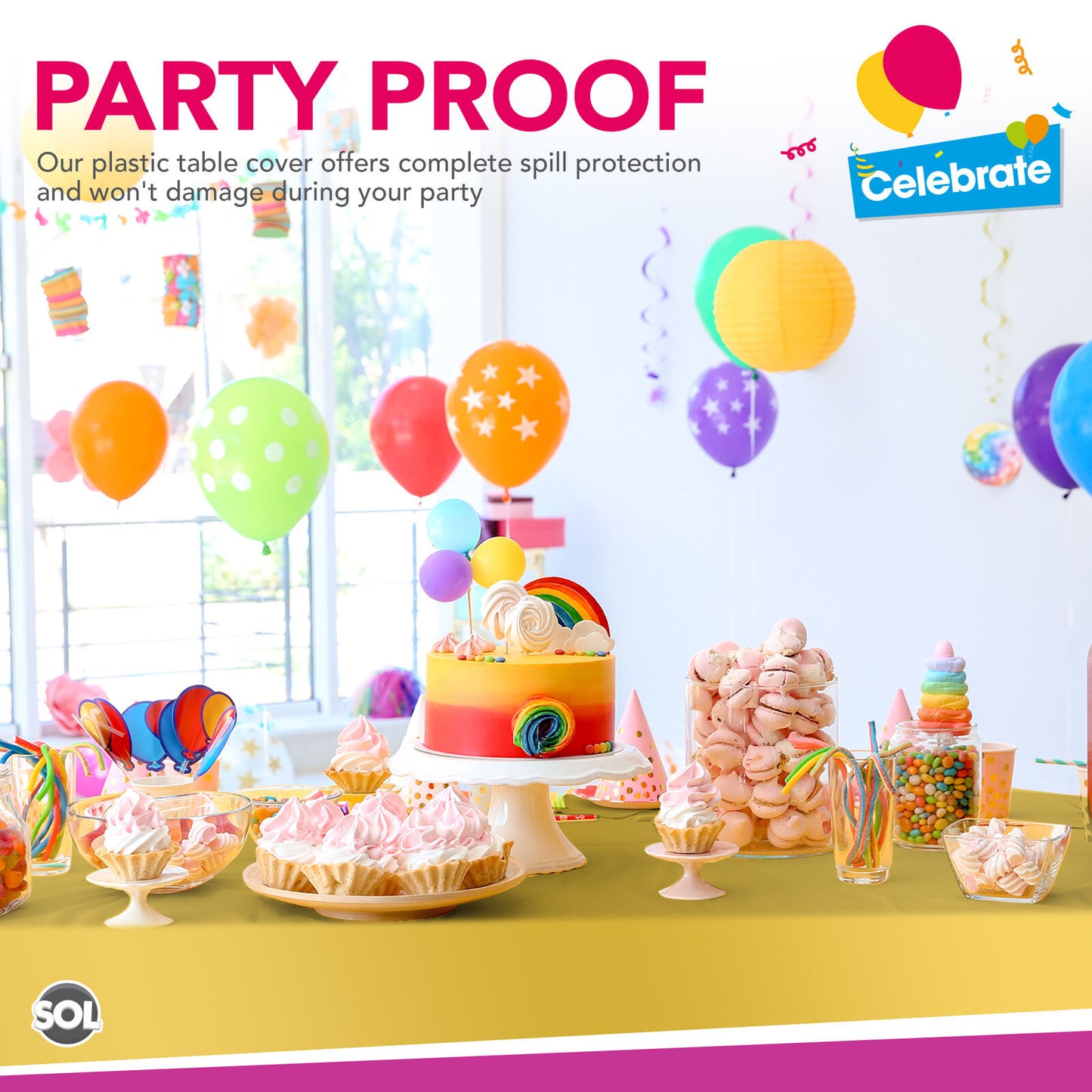 Plastic Table Cloth Covers Rectangular | Party Tableware | 2 Pack