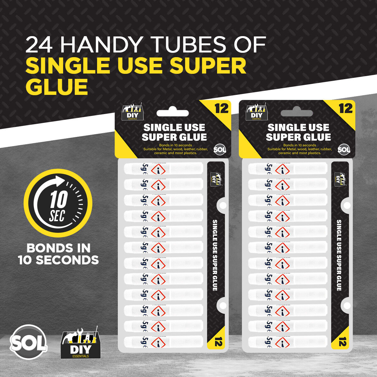 Super Glue | Extra Strong Adhesive for Plastic Rubber Wood | 24 Pack