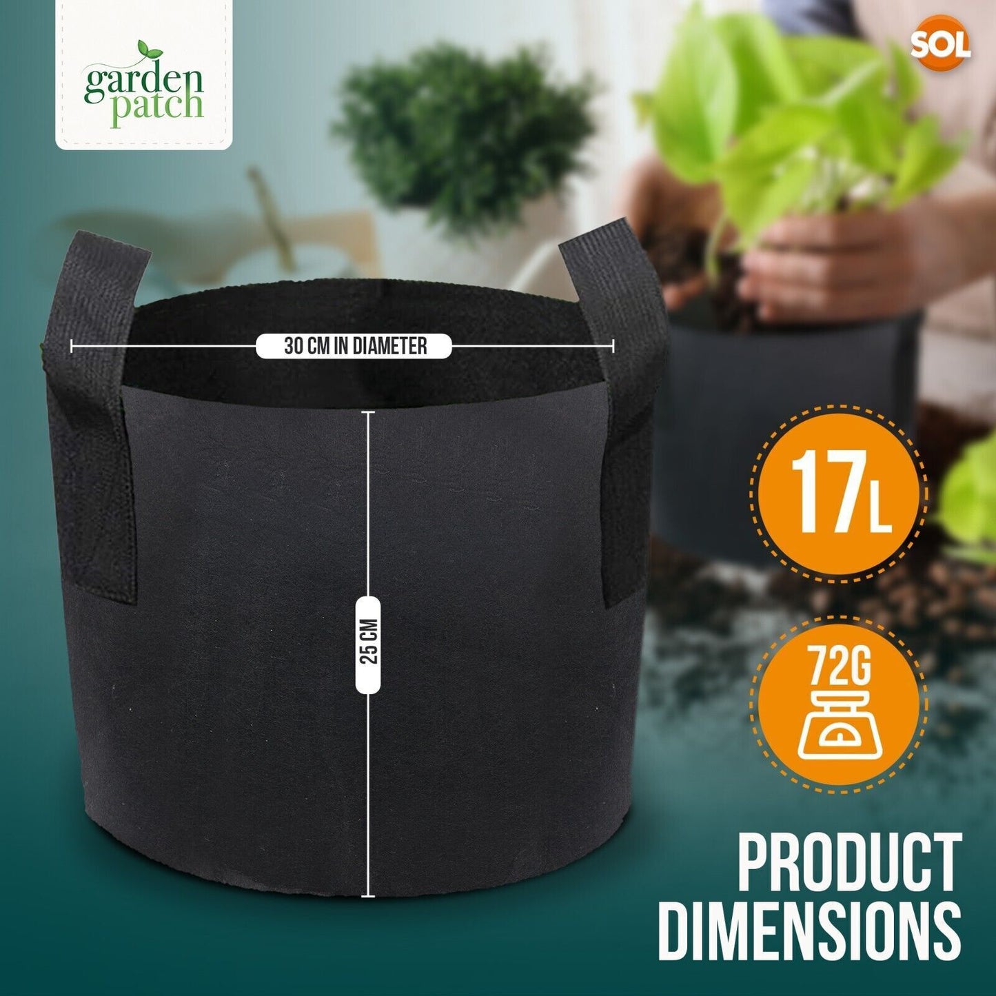 Fabric Grow Bag | Breathable 17L Potato Vegetable Planter