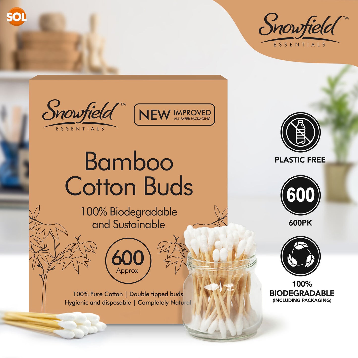 Bamboo Cotton Buds | Wooden Biodegradable Ear Swabs | 600 Pack