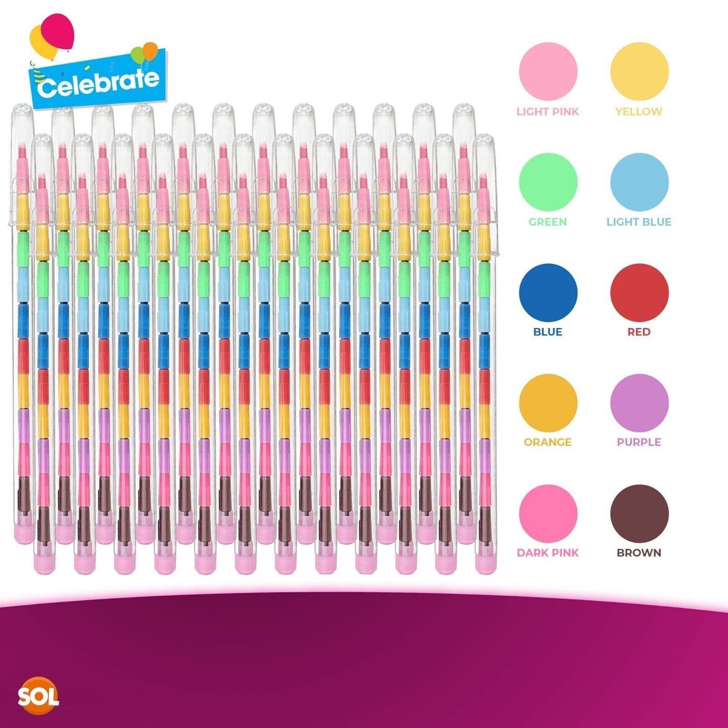Swap Point Crayons | Stacker Swop Pencils Kids Party Favours | 12 Pack