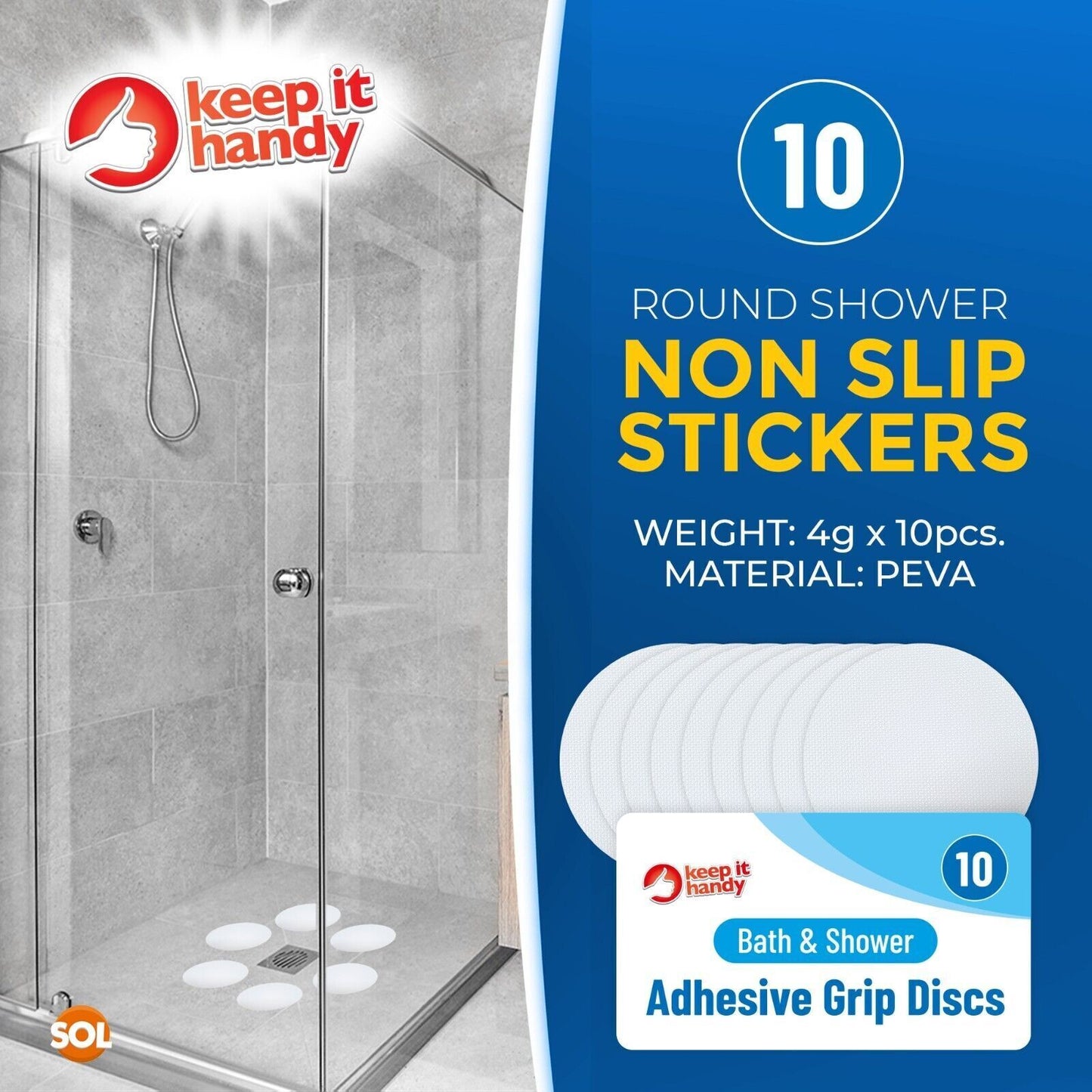 Anti Slip Bath Shower Stickers | 10 Textured Pads