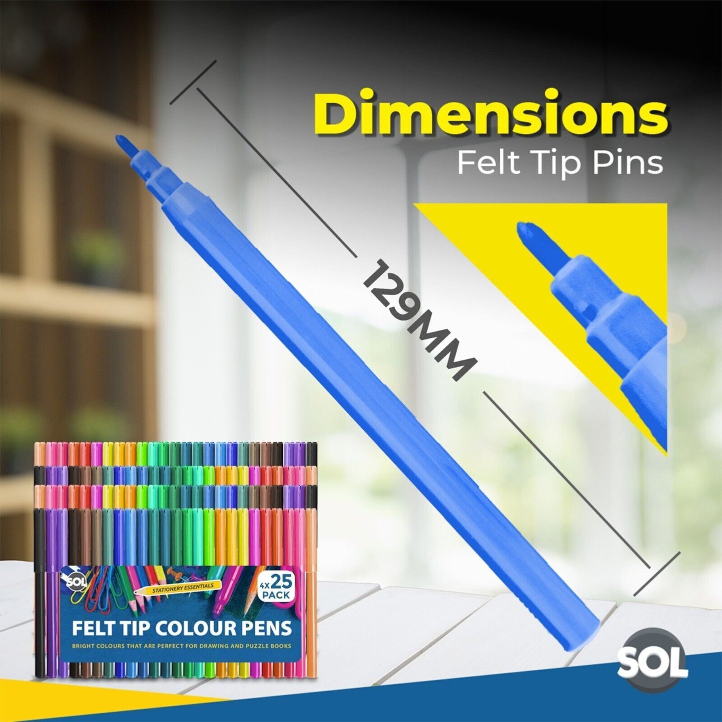 Felt Tip Pens | Fine Fibre Art, School & Craft | 100 Pack