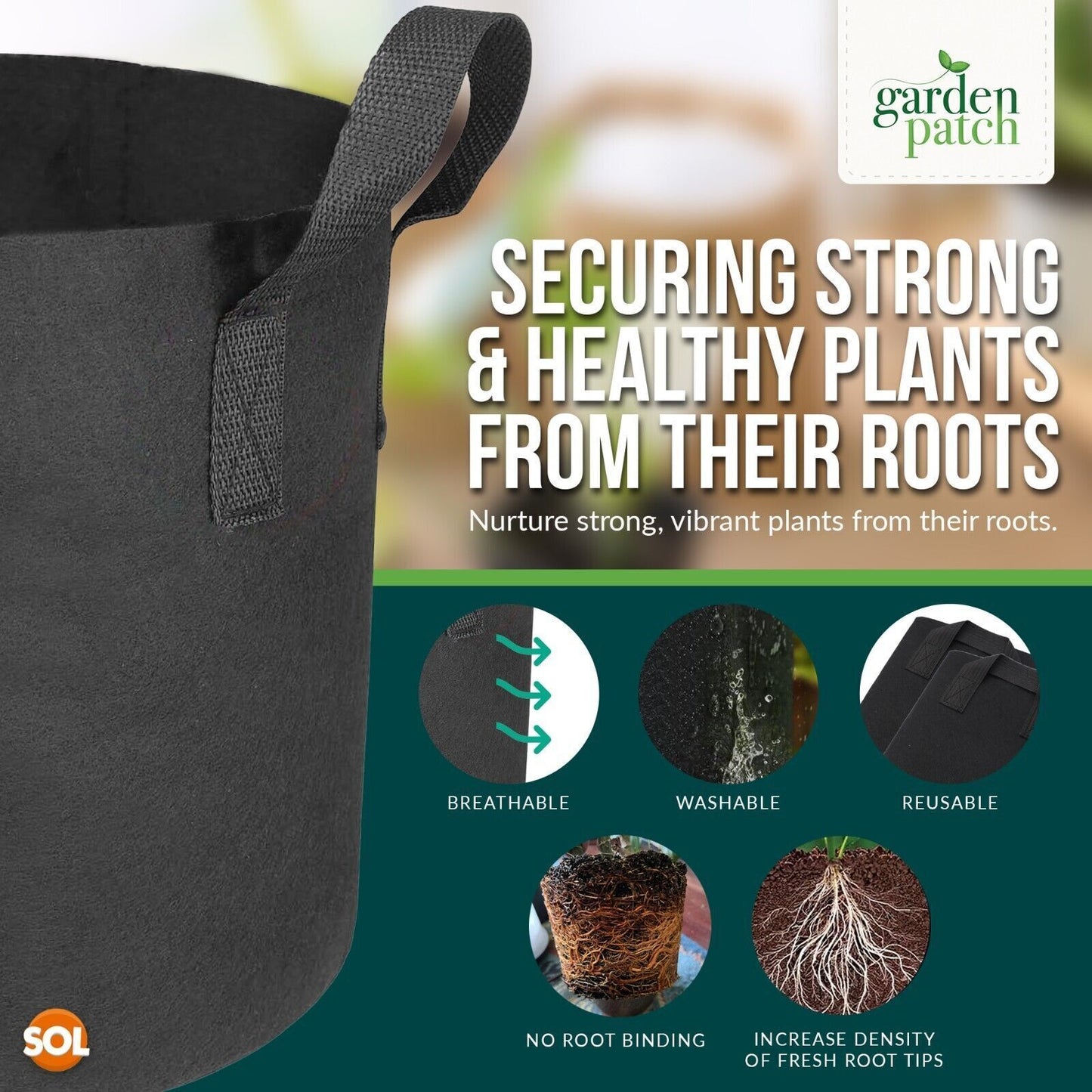 Fabric Grow Bag | Breathable 17L Potato Vegetable Planter