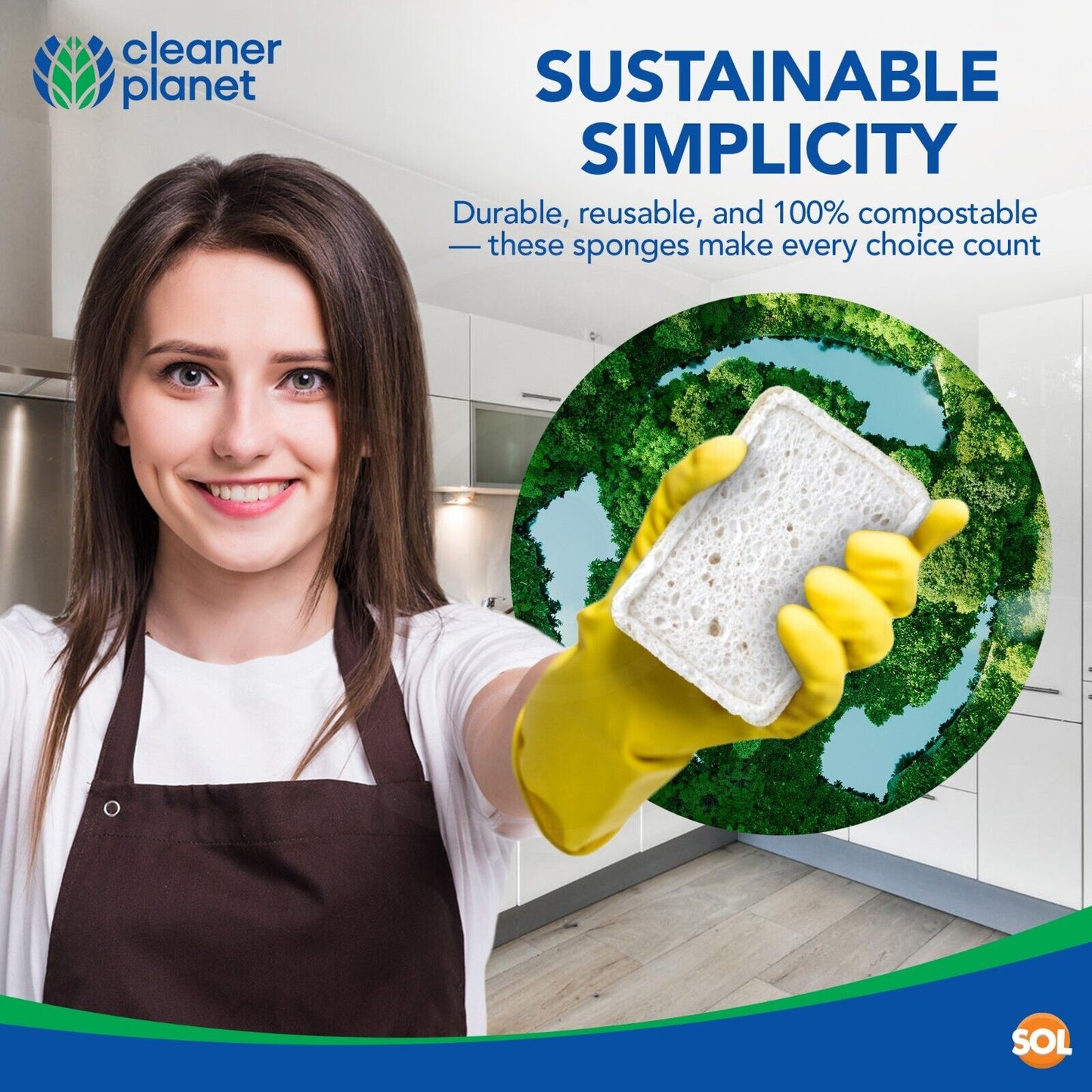 6PK Loofah Sponge Pads Natural Eco Cellulose Scourers Luffa Washing Up Durable