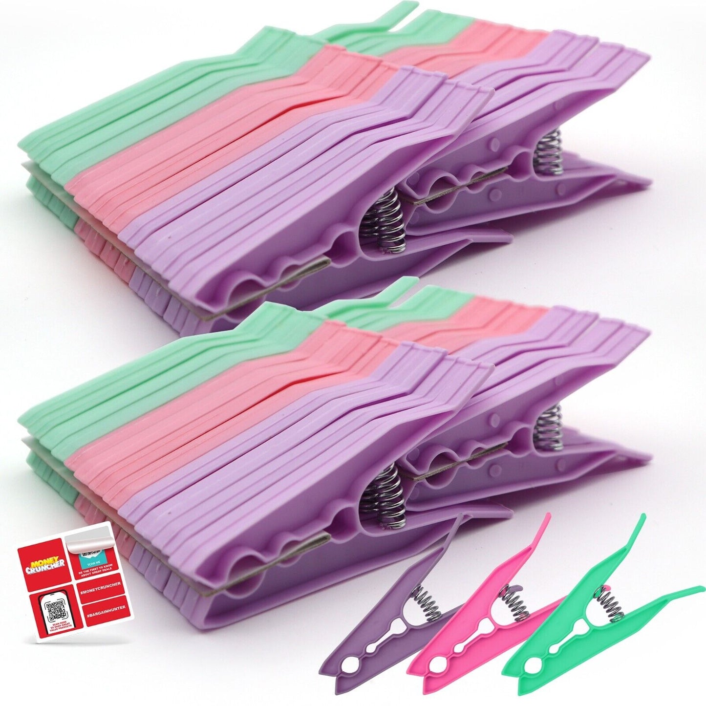 Jumbo Clothes Pegs Strong Plastic Washing Line Clips | 48 Pack