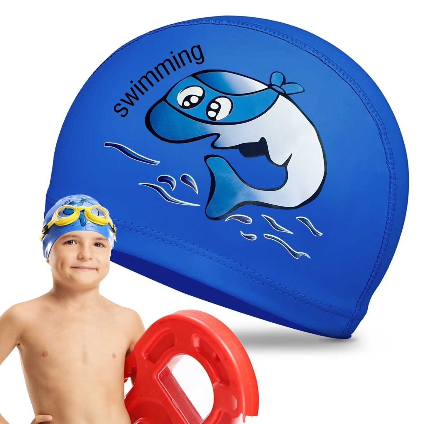 Kids Swimming Cap | Waterproof Fabric Swim Hat for Boys & Girls