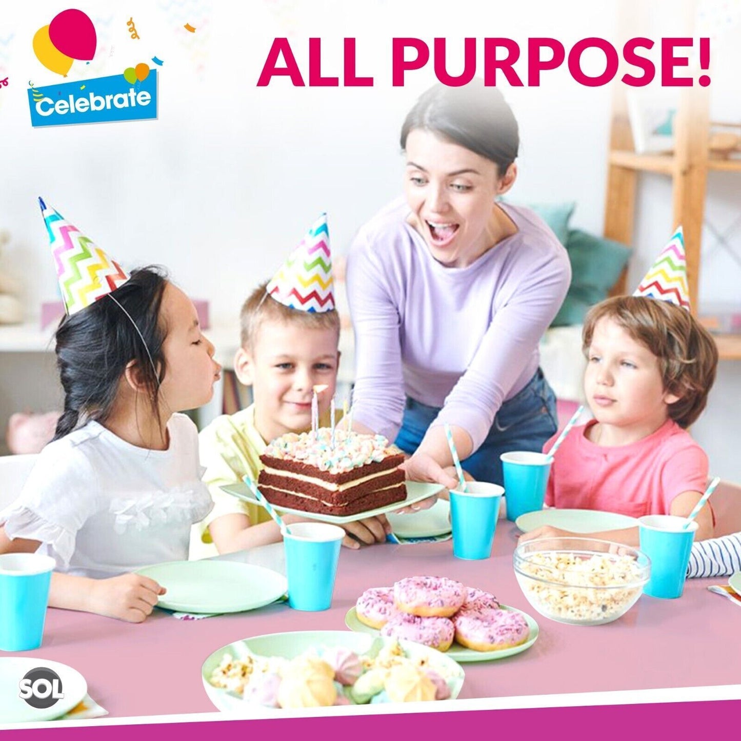 Plastic Table Cloth Covers Rectangular | Party Tableware | 2 Pack