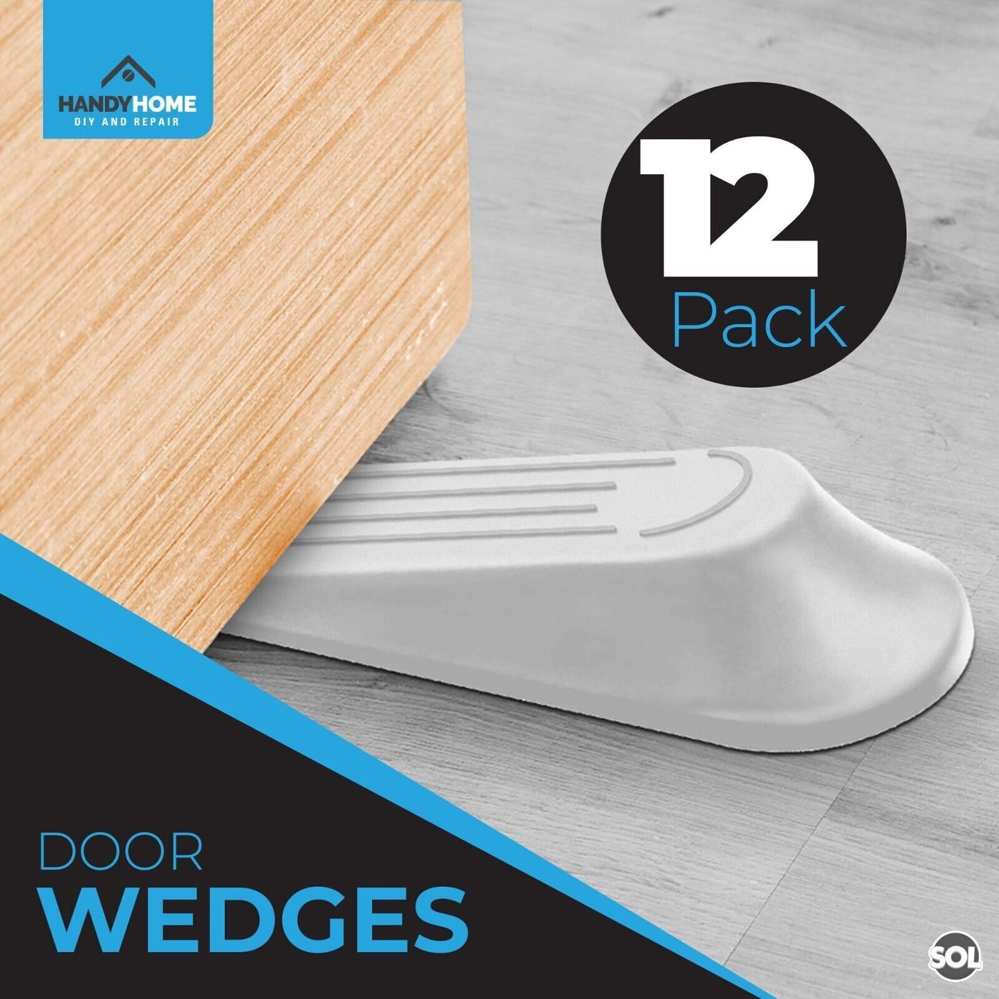 12pk White Rubber Door Wedges Stop | Heavy Duty Stoppers Home Office Jammer Jam