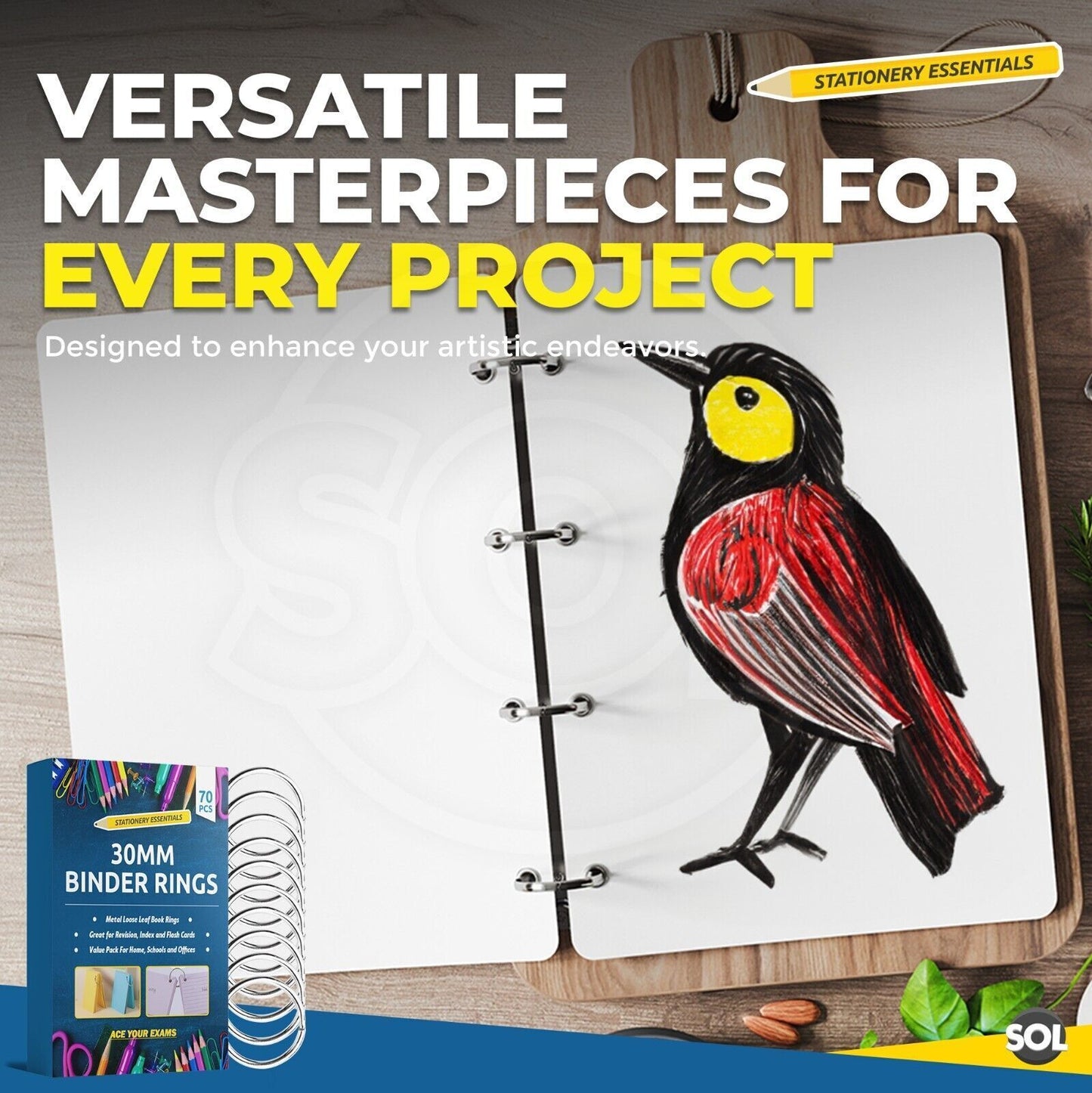 Metal Binder Rings 30mm | Scrapbook Flashcard Key Ring | 70 Pack