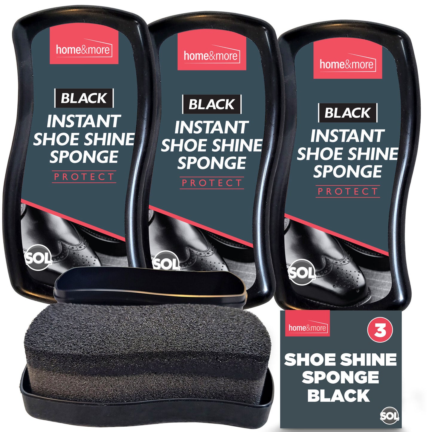 Instant Shoe Shine Sponge Black Leather Boot Polish | 3 Pack