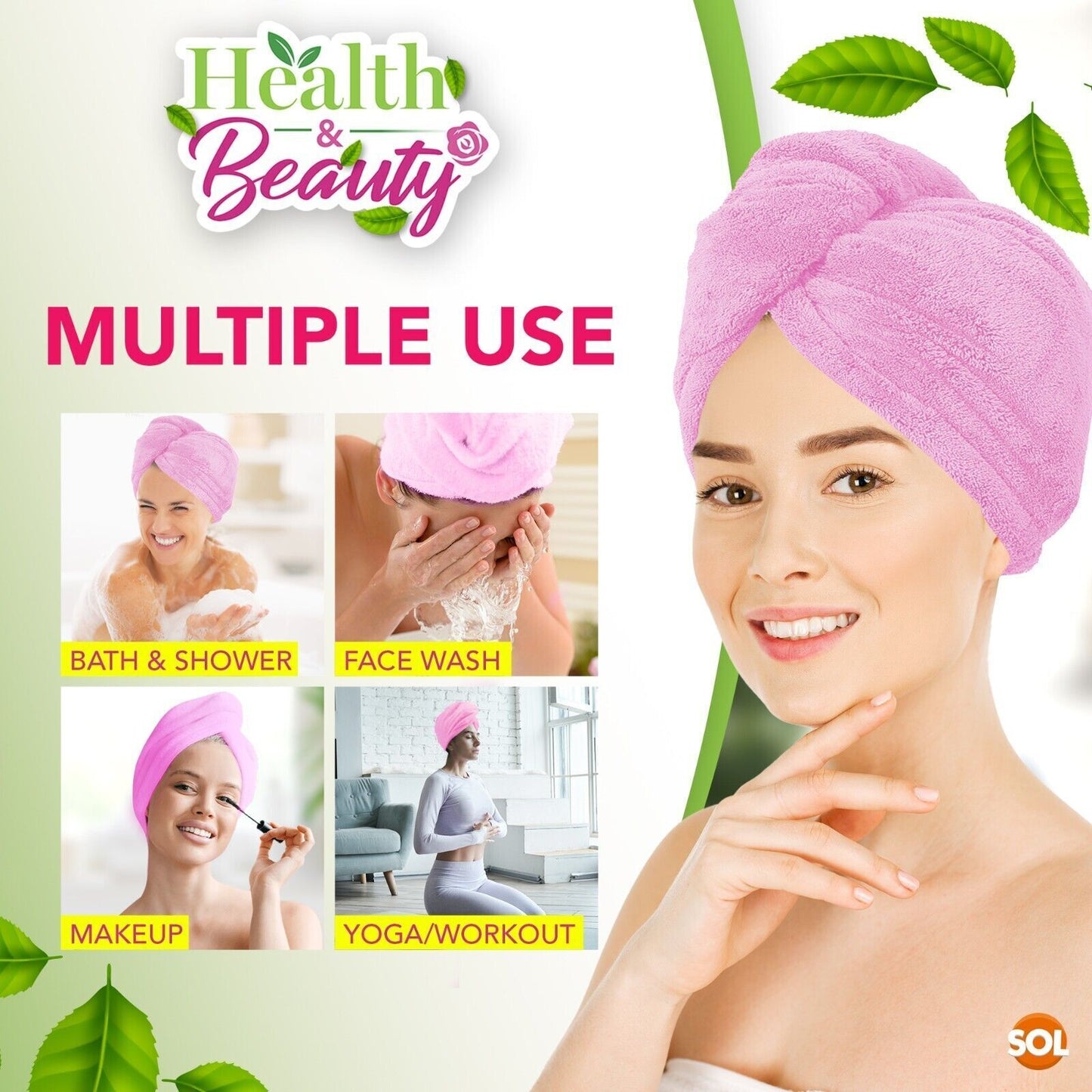 Hair Turban Towel | Pink Microfibre Head Wrap Quick Dry