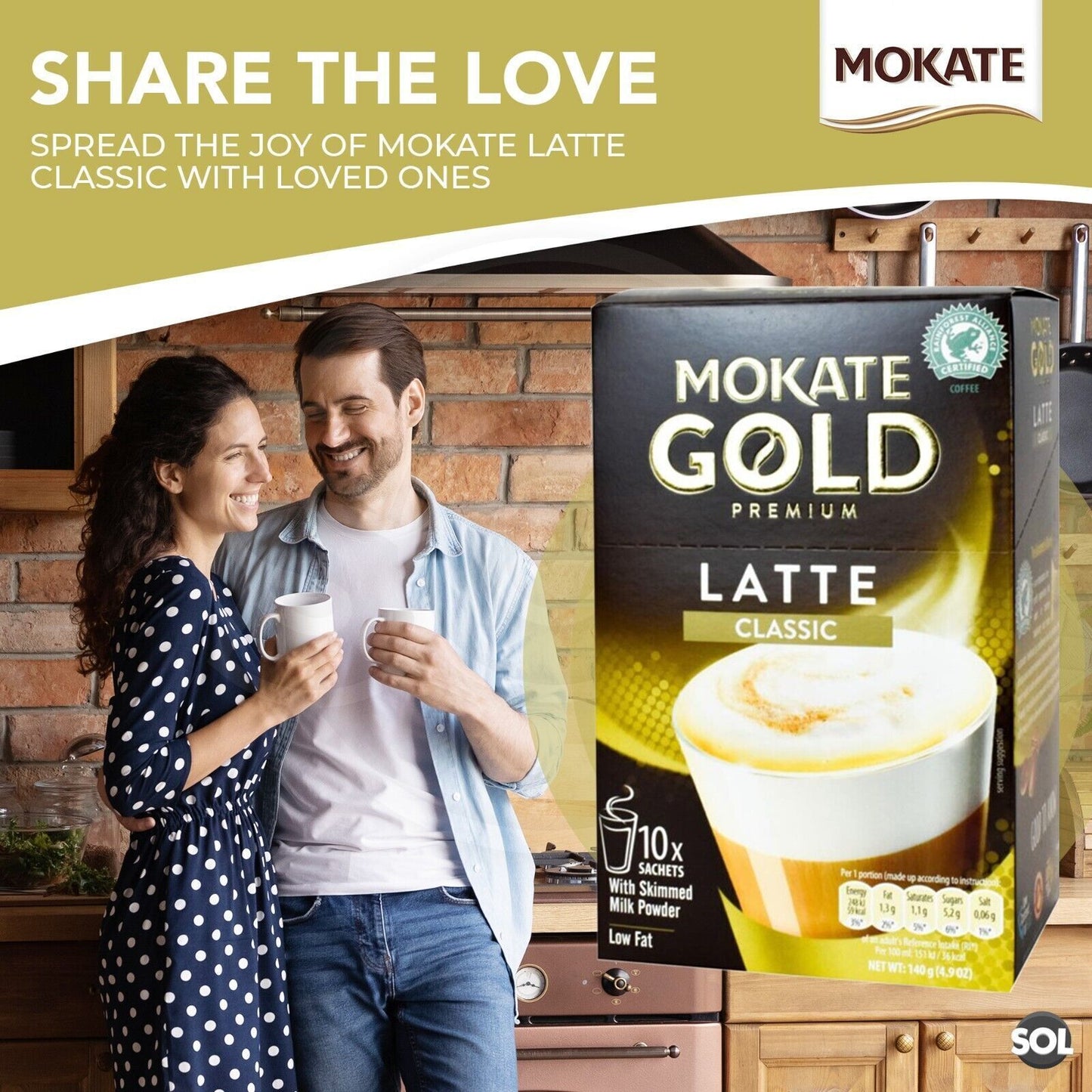 Mokate Gold Latte Coffee Sachets | Classic & Caramel Instant | 60 Pack