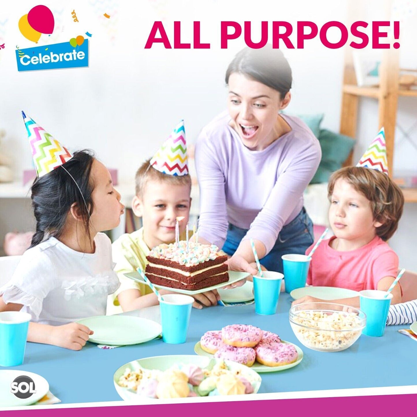 Plastic Table Cloth Covers Rectangular | Party Tableware | 2 Pack