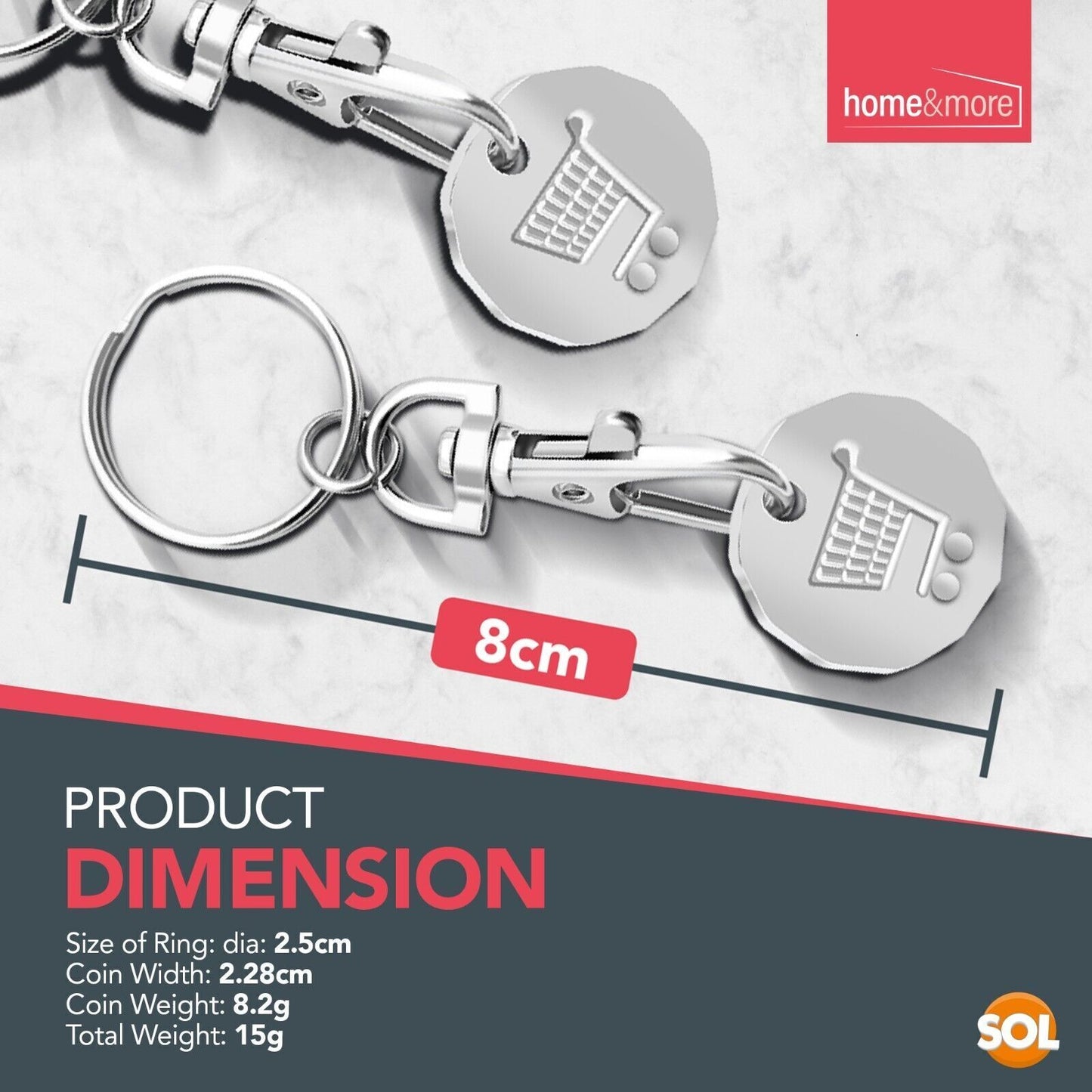 4pk One Pound Coin Trolley Token Keyrings for Trolleys and Lockers