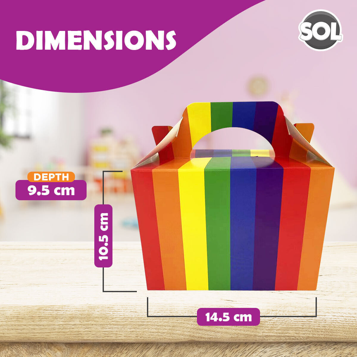 Rainbow Party Boxes | Large Kids Food Lunch Meal | Birthday Loot Gift Bag 20 Pack