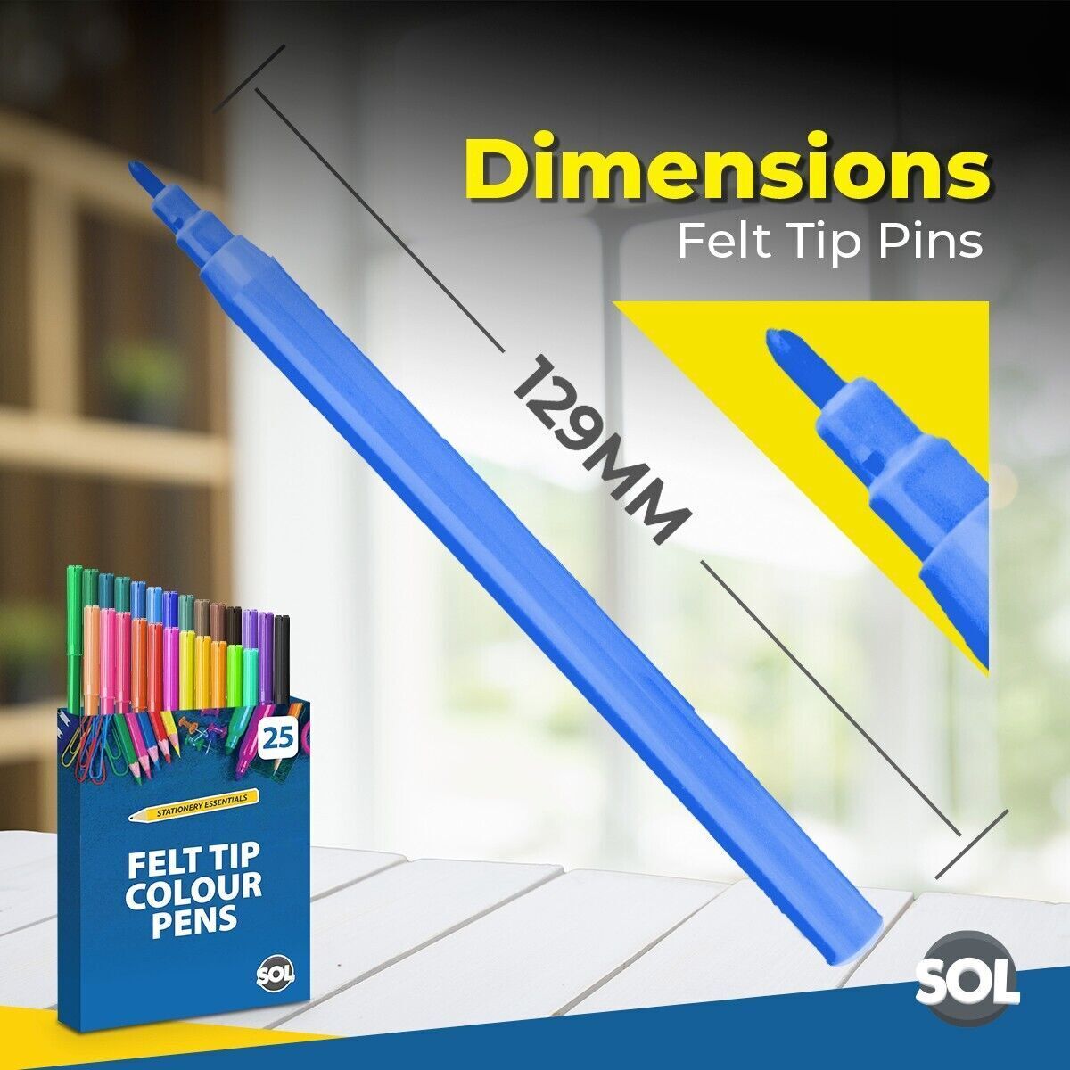 Felt Tip Pens Set | Fine Fibre Drawing Markers | 25 Pack