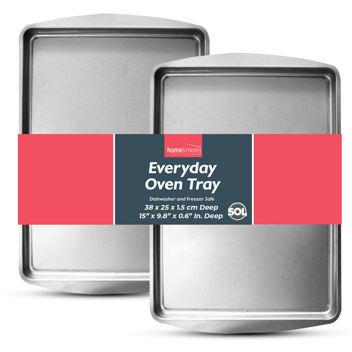 Set of 2 steel oven trays ideal for roasting and baking