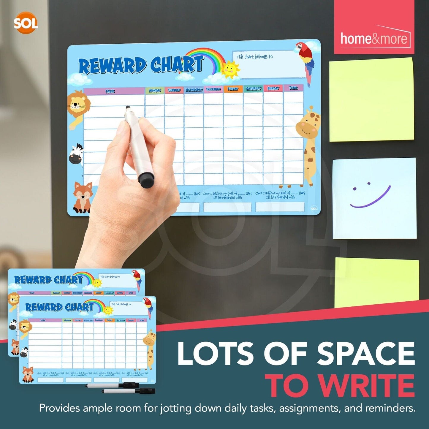 2pk Magnetic Reward Chart Reusable Behaviour Chore For Kids Children + Wipe Pens