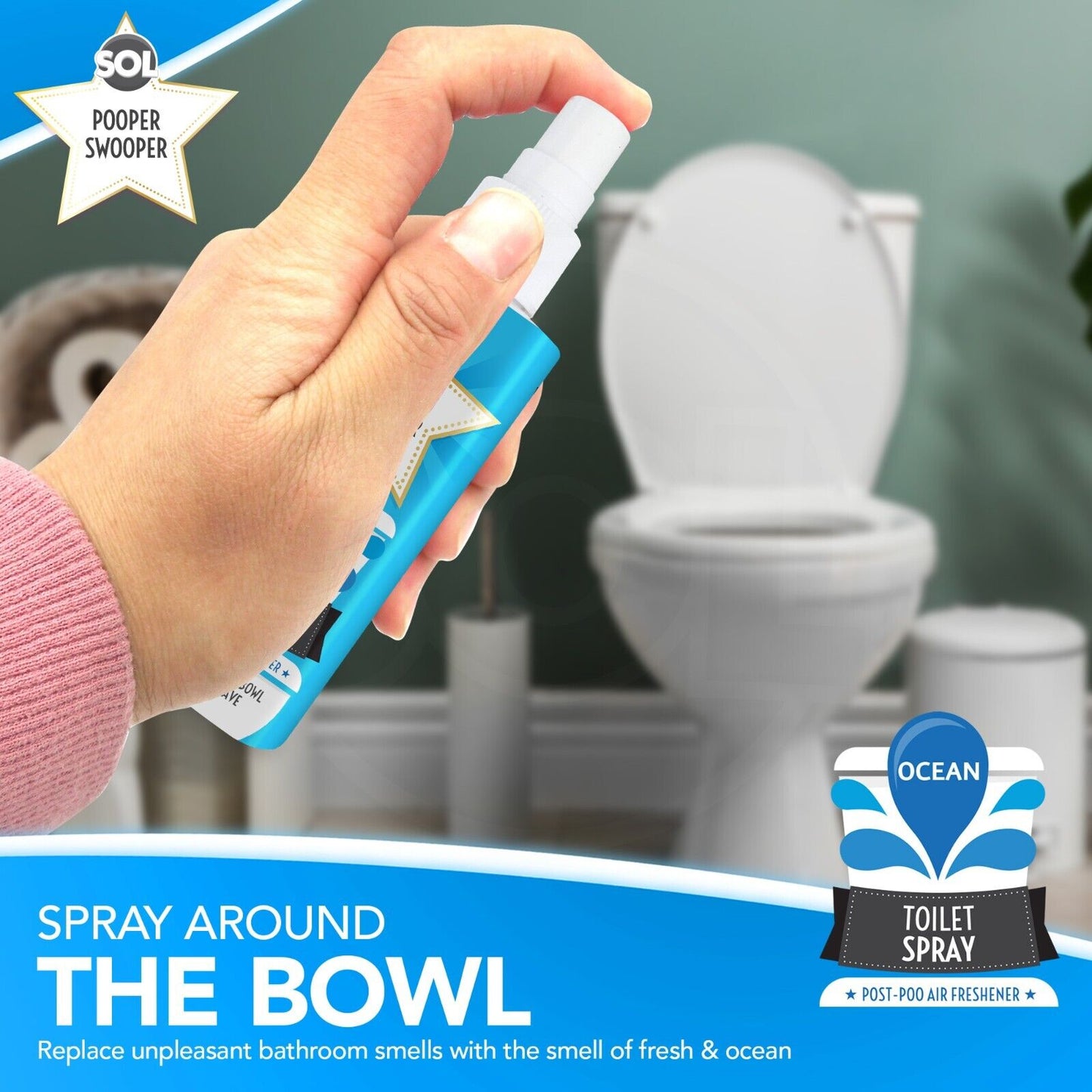 Pooper Star Toilet Spray | Ocean Scent Air Freshener | 6 Pack